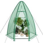Hexagonal Mini Greenhouse with Zipper Door & Roll-Up Window, PE Cover Outdoor Plant House