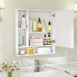 2 in 1 Mirrored Bathroom Wall Cabinet, Space-Saving Medicine Cabinet with Hidden Storage & Shelves - White - Image 4