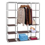 69" Portable Clothes Closet Wardrobe Storage Organizer with Non-Woven Fabric Quick and Easy to Assemble Extra Strong and Durable Dark Brown - Image 9