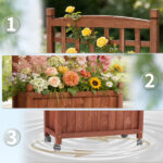 Wooden Planter with Trellis, 50" Tall Elevated Garden Bed Outdoor with Wheels, Freestanding Planter Box with Drainage Holes for Flower, Vegetable, Fruit, Herb in Garden, Patio, Balcony - Image 17