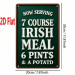 CIFbuy Vintage Irish Meal Metal Sign, Now Serving 7 Course" Course Irish Meal 6 Pints & A Potato, Potato, Weatherproof Rustproof 2D Flat Unframed Wall Serving 7 ikTok, Serving 7 ikTok, t Self-pickup Logiopics - Image 2