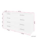8-drawer particleboard cabinet with melamine finish 55.1*31.5*15.7in White =78230829 - Image 3