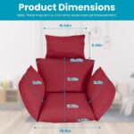 Egg Chair Cushion Hanging Basket Seat Cushion,Thicken Soft Egg Swing Chair Pad,Hanging Egg Chair Cushion with Headrest Red - Image 5