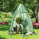 Hexagonal Mini Greenhouse with Zipper Door & Roll-Up Window, PE Cover Outdoor Plant House - Image 3