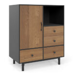 Mid-Century Modern 4-Drawer Sideboard Buffet Cabinet with Storage - Black - Image 3