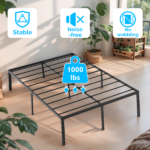 Black Full Size Simple Basic Platform Metal Bed Frame - 14 Inch Bed Height - Image 6