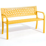 47in PVC Mesh Backrest Iron Bench Yellow - Image 18