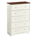 5-Drawer Cabinet with Solid Wood Veneer and Paint P2 MDF + P2 Particleboard Storage Cabinet 31.3*15.55*47.24in Dark brown Ceiling Panels + Light Brown Cabinets - Image 3