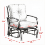 Beige Outdoor Glider Chair with Cushions Steel Frame Patio Furniture Curved Armrests for Garden Yard - Image 3