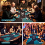 70"×35" 10-Player XL Poker Table Mat, Non-Slip Rubber Base Spill-Proof Multi-Spandex Table Top with Carry Bag (Black & Green)​ - Image 10