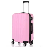 Vertical Striped 3-in-1 Luggage Set with Handle ABS Trolley Case with Swivel Wheels Aluminum Alloy Trolley Suitcase 20in 24in 28in Pink - Image 5