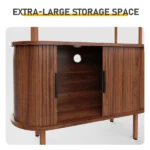Arched Ceiling + 4-Layer Open Shelving + Double-Door Roller Shutter Display Case Locker with Black US Standard Socket (1USB+1Type-C) & Particleboard Melamine Veneer & Painted Iron Pipe 31.5*13.78*70.87in Walnut - Image 10