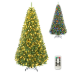 7 FT Pre-Lit Artificial Christmas Tree with 500 Dual Color LED Lights, 1181 Branch Tips Hinged PVC Xmas Tree with Remote Timer 9 Lighting Modes Foldable Metal Stand for Indoor Holiday Decor - Image 2