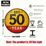 CIFbuy 1pc 8x8in 50th Anniversary Vintage Plaque, "" Anniversary Vintage Plaque, Plaque, 50 Years Established 2D Flat Round Sign TikTok, Temu Self-pickup LogiSiics - Image 5