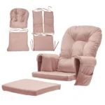 Glider Rocker Replacement Cushions with Storage Pocket, 5PCS, Soft Velvet Thickened, Washable Nonslip, Universal for Use in Glider Rocking Chair, Pink - Image 3