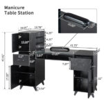 Black relief particle board tempered glass 141*50*112cm three doors and two drawers fanless nail table - Image 2