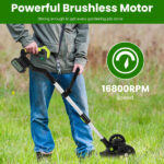 21V Electric Weed Edger Cordless String Trimmer Grass Mower Eater Bush Cutter with 16800RPM 2x 3000mAh Batteries 3.6-4.6FT Length 90° Rotatable Angle Saw Blade Steel Blade String Blade - Image 10