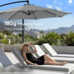 Outdoor Patio Umbrella, 10ft Offset Hanging Patio Umbrella with Aluminum Stand, 8 Ribs, UV Protection for Pool Garden Backyard Market, Gray (Shipment from Walmart) - Image 6