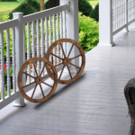 [Same Code 95885929]2pcs 24-Inch Old Western Style Garden Art Wall Decor Wooden Wagon Wheel Brown - Image 18