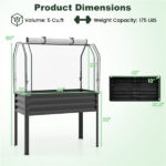 3-in-1 Metal Raised Garden Bed with Mini Greenhouse Cover, Elevated Planter Box - Black - Image 4