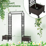5.5 FT Raised Garden Bed with Trellis Self-Watering Planter Boxes with Lockable Wheels, 2 Configurations Vertical Garden Planter for Patio Balcony - Image 6