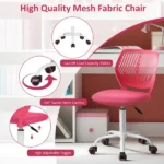 Kids & Teens Desk Chair with Adjustable Height and 360 Degree Swivel, Pink (Shipment from Walmart) - Image 6