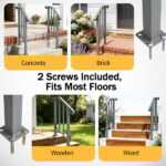Handrails for Outdoor Steps, Iron Handrail Fits 1 Step, Transitional Handrail with Installation Kit, Silver - Image 12