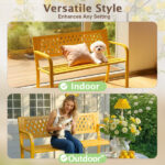 47in PVC Mesh Backrest Iron Bench Yellow - Image 17