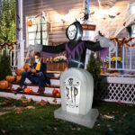 8ft Garden 3pcs LED String Lights Grim Reaper and Grave Inflatable Halloween Decoration - Image 9