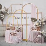 (5.9ft+4.9ft+3.9ft) Three-Piece Set Wedding Arc Top Iron Art Wedding Iron Arch Gold - Image 12