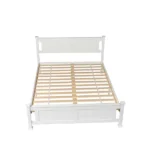 Queen Single Bunk Bed Painted + Melamine Veneer & Pine + MDF Bed Frame Vertical Striped Decorative Bed Frame 63.78*83.46*37.8in White - Image 3