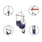 Oxford Cloth Hardwood With Cup Holder Wooden Stick Perforated 100kg Seaside Courtyard Oxford Cloth Hanging Chair Blue - Image 16