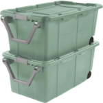 40 Gallon Durable Plastic Storage Tote with Latching Lid and Pull Handle, Green, 2 Pack (Shipment from Walmart) - Image 3