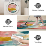 Three-piece kitchen rug set, non-slip and washable, abstract pattern kitchen hallway rug, soft and comfortable, suitable for sinks, floors, entrances, hallways and bathrooms. - Image 4