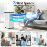 3 IN 1 Portable Air Conditioners, Swamp Cooler with Detachable Water Tank, 4 Ice Packs, 15H Timer, 75° Oscillation, Remote, 3 Speeds, Evaporative Cooler for Bedroom, Office - Image 8