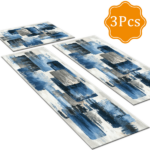 Three-piece kitchen rug set, non-slip and washable, abstract pattern kitchen hallway rug, soft and comfortable, suitable for sinks, floors, entrances, hallways and bathrooms. - Image 2
