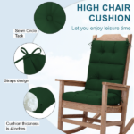 High Back Chair Cushions Set of 2, Waterproof Outdoor Rocking Chair Cushion with Ties, Rocking Chair Cushion for Outdoor Patio, Garden Porch - Image 7