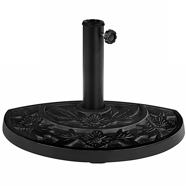 Half Round Umbrella Base Stand with Floral Pattern, Black