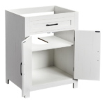 Washed white particleboard with melamine veneer, barn double door with U-shaped internal shelves, washbasin cabinet, 76*47*91cm (30 inches) - Image 9