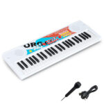 49 Keys Kids Electronic Keyboard with Microphone, 8 Tones & Rhythms Educational Music Toy for Age 3+ - White - Image 2