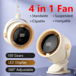 Clip-On USB Rechargeable Desktop Portable Small Fan Adjustment 5 Speed w/ LED display& Hook For Camping Office Home Stroller Car (products W/ battery US Logistics For DHL Ground/ Fedex Ground. TK/TMEU only For self-pickup, self-pickup Cannot use USPS) - Image 8