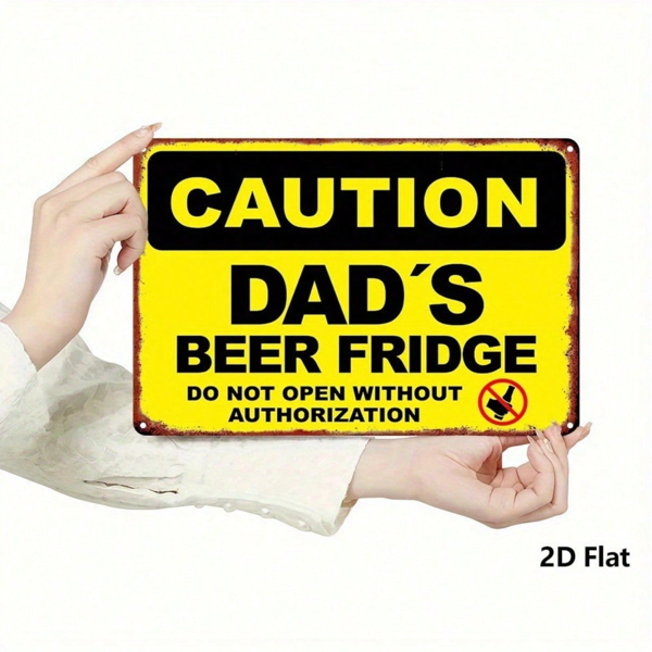 87b41e48-8a7a-4e52-ab7a-4731829e85aa.png CIFbuy Dad's Beer Fridge Funny Caution Metal Sign Vintage Man Cave Wall Decor Rustproof Waterproof 8x12 Inch Kitchen Bar Room Art TikTok, TikTok, t Self-pickup Logiopics - Image 1