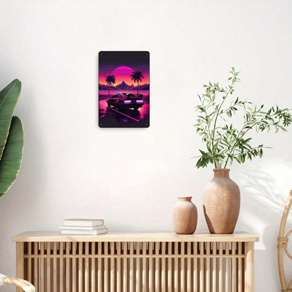 CIFbuy Retro Synthwave Car Sunset Metal Tin Sign, Vaporwave Unframed Wall Art, 8x12 Inch Man Cave Home Decor Poster, Man Cave Home Decor Poster, 20x30cm MikTok, MikTok, Inch Man Cave Home Decor Poster Self- Vckup LogiopcmArt