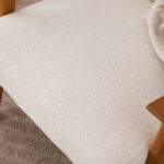 Solid Wood Armrest Teddy Velvet Simple Single Indoor Lounge Chair Backrest Creamy-White - Image 30