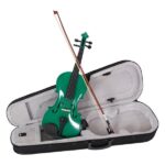 New 4/4 Acoustic Violin Case Bow Rosin Green - Image 3