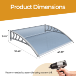 Awning for Door Entrance Window, 38x40 Inch Window Canopy Exterior, UV Rain Snow Protection for House Porch Patio Deck, Gray Bracket & Gray Blue Board - Image 7