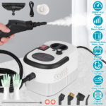 Multi-Surface Steam Cleaning Machine 6 Steam Output Settings Complete Accessory Kit Nylon Steel Brushes Glass Scraper Extension Wand, 1200ml Water Tank Fold Carry Handle for Home Car Cleaning - Image 13