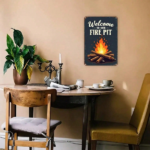 CIFbuy Rustic Fire Pit Welcome Sign, Wall Art, Campfire Decor With Bold Text, 2D Flat Outdoor Patio Yard Decoration SignikTok, SignikTok, xt Self-l ckup Logioponh - Image 4