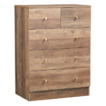 Gray particleboard with linen-textured melamine finish, 66*40*91cm, 3+2 drawers, drawer cabinet with matte gold handles - Image 10