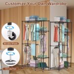 4 Tier Heavy Duty Garment Rack with 3 Hanging Rods, 463LBS Capacity Rolling Clothes Rack with Lockable 360° Wheels & Footrests,44.9x17.13x77.95in Spacious Clothing Rack for Dresses, Shirts, Coats - Image 3